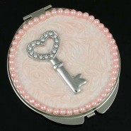 Pocket Mirror - Rhinestone Key - Pink -MR-GM1254/PN